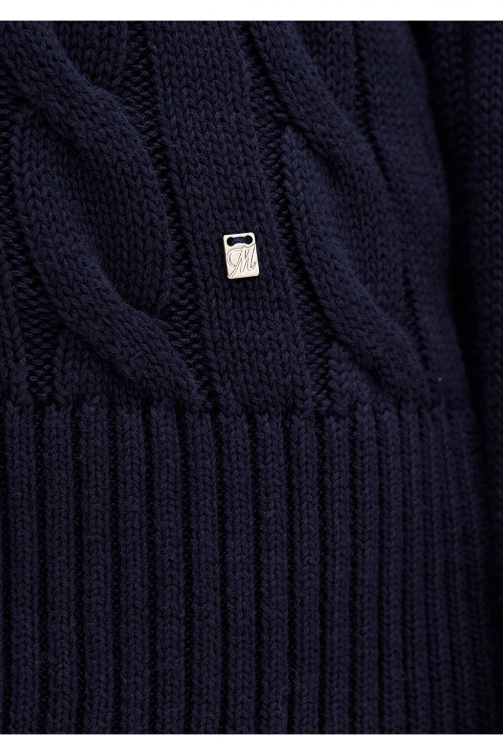 Mavi İpek Karışımlı V Yaka Lacivert Kazak Slim Fit / Dar Kesim