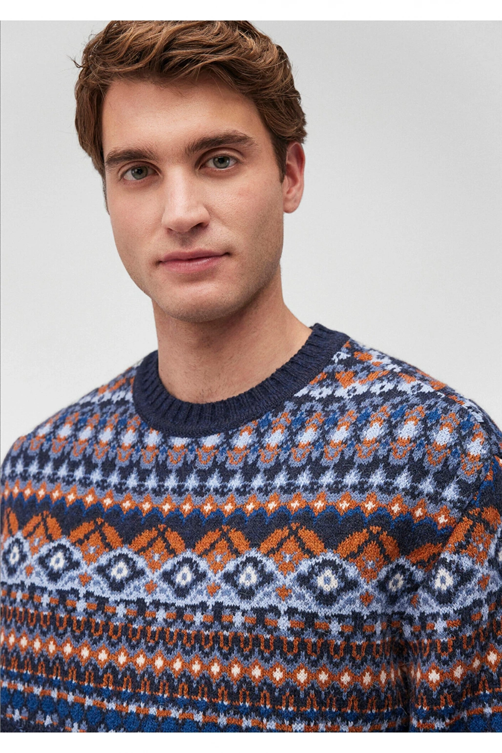 Mavi Jakarlı Lacivert Kazak Regular Fit / Normal Kesim