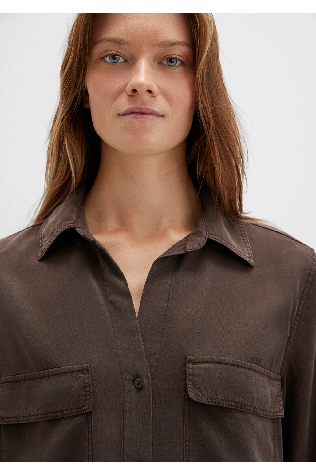 Mavi Kahverengi Tencel TM Liyosel Gömlek Regular Fit / Normal Kesim