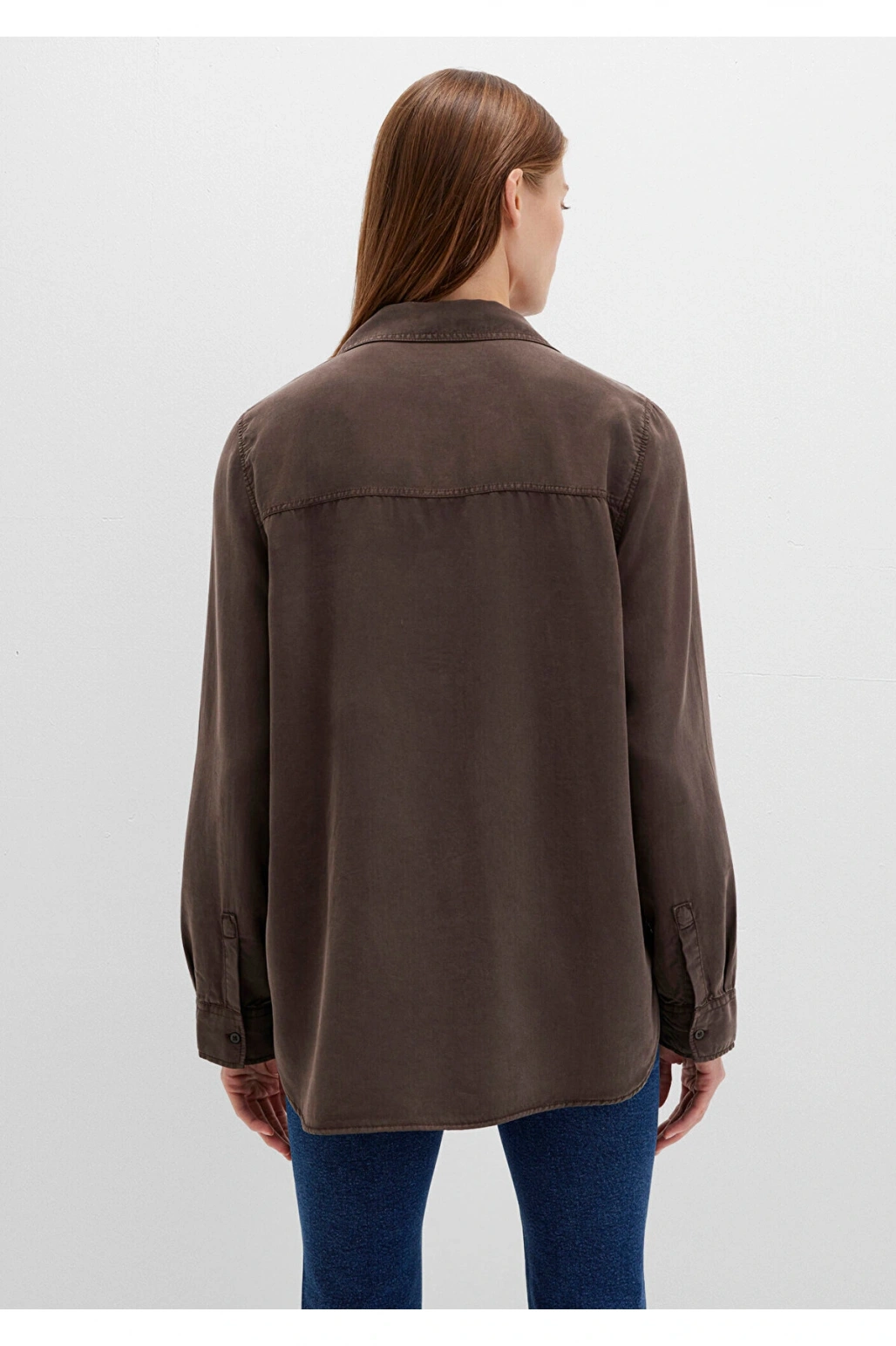 Mavi Kahverengi Tencel TM Liyosel Gömlek Regular Fit / Normal Kesim