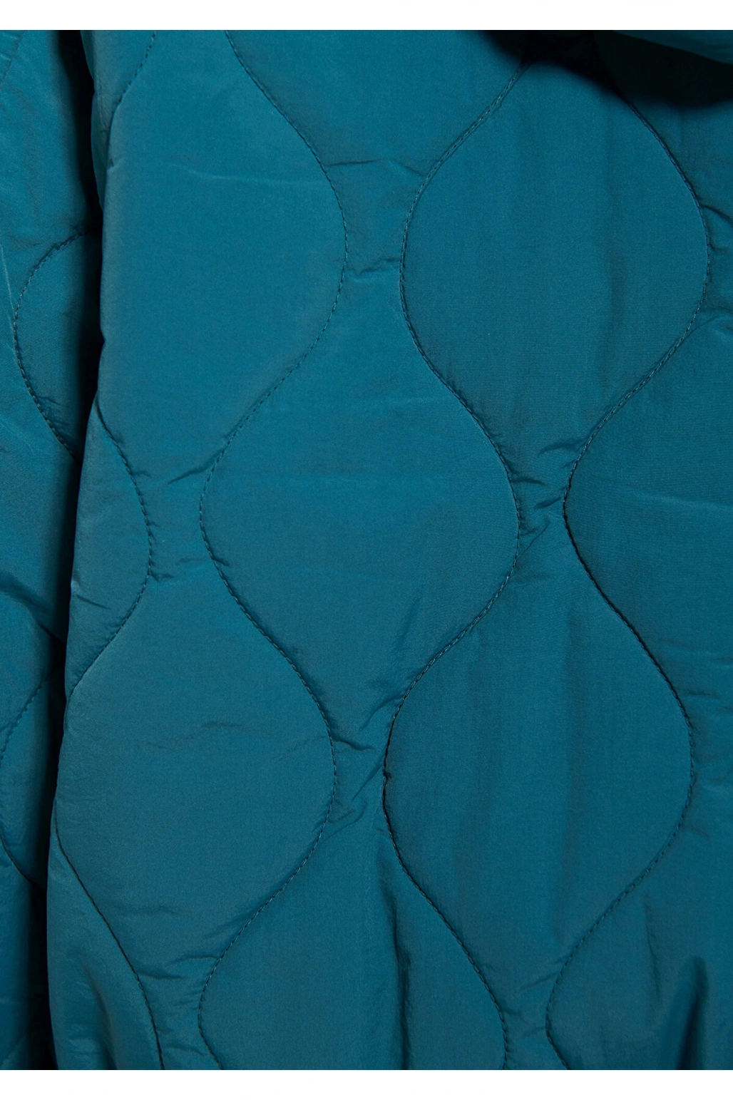 Mavi Kapitone Beli Bağcıklı Mavi Ceket Oversize / Geniş Kesim