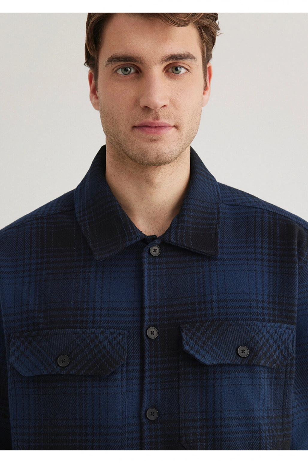 Mavi Kareli Lacivert Gömlek Loose Fit / Bol Rahat Kesim 0211332-89071