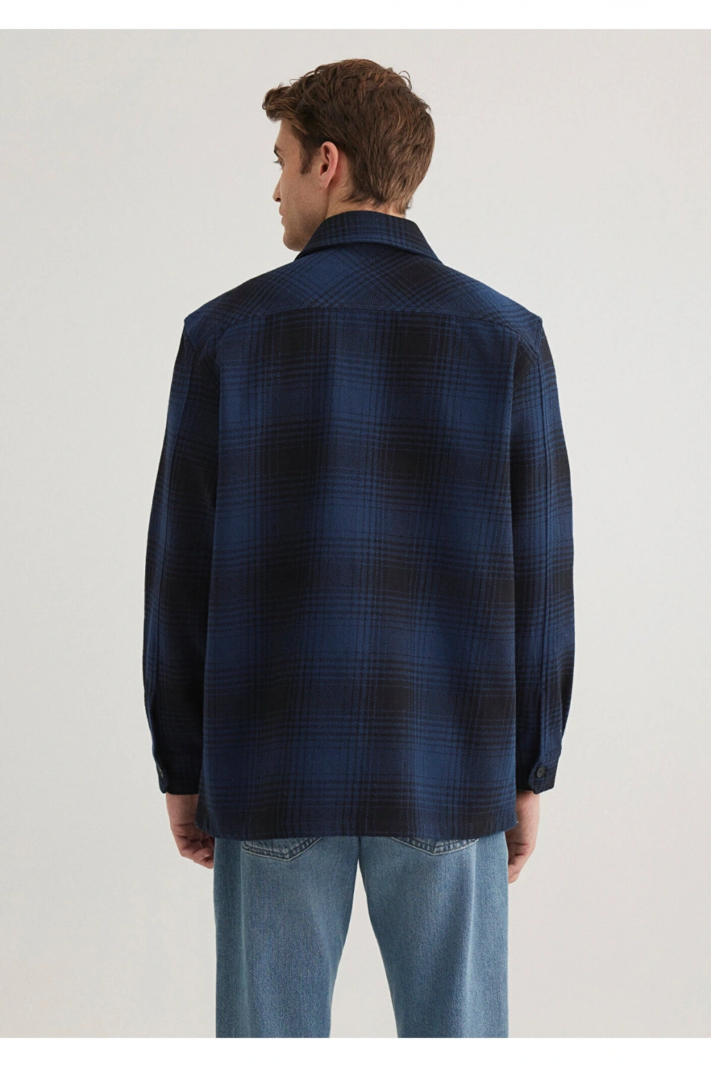 Mavi Kareli Lacivert Gömlek Loose Fit / Bol Rahat Kesim 0211332-89071