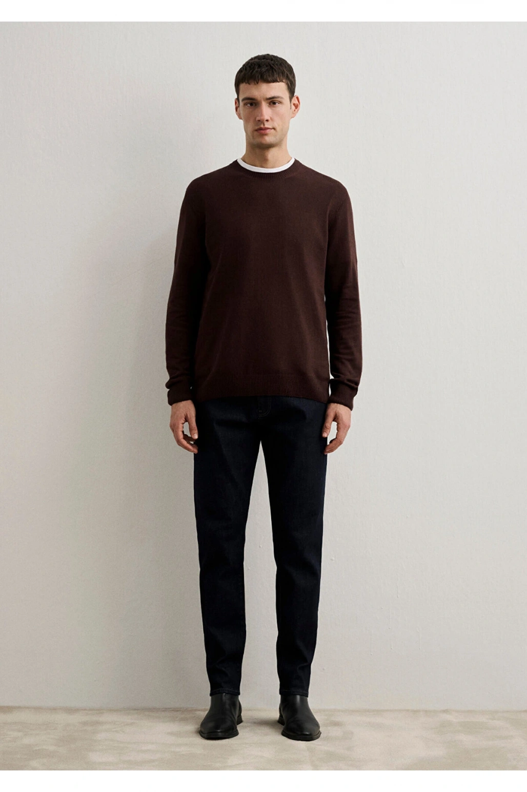 Mavi Kaşmir Karışımlı Kahverengi Kazak Slim Fit / Dar Kesim