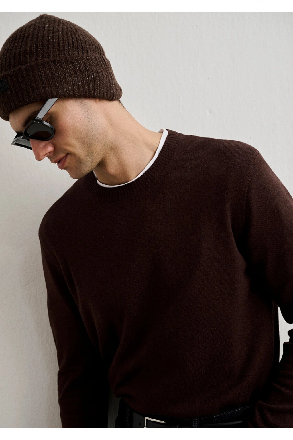 Mavi Kaşmir Karışımlı Kahverengi Kazak Slim Fit / Dar Kesim