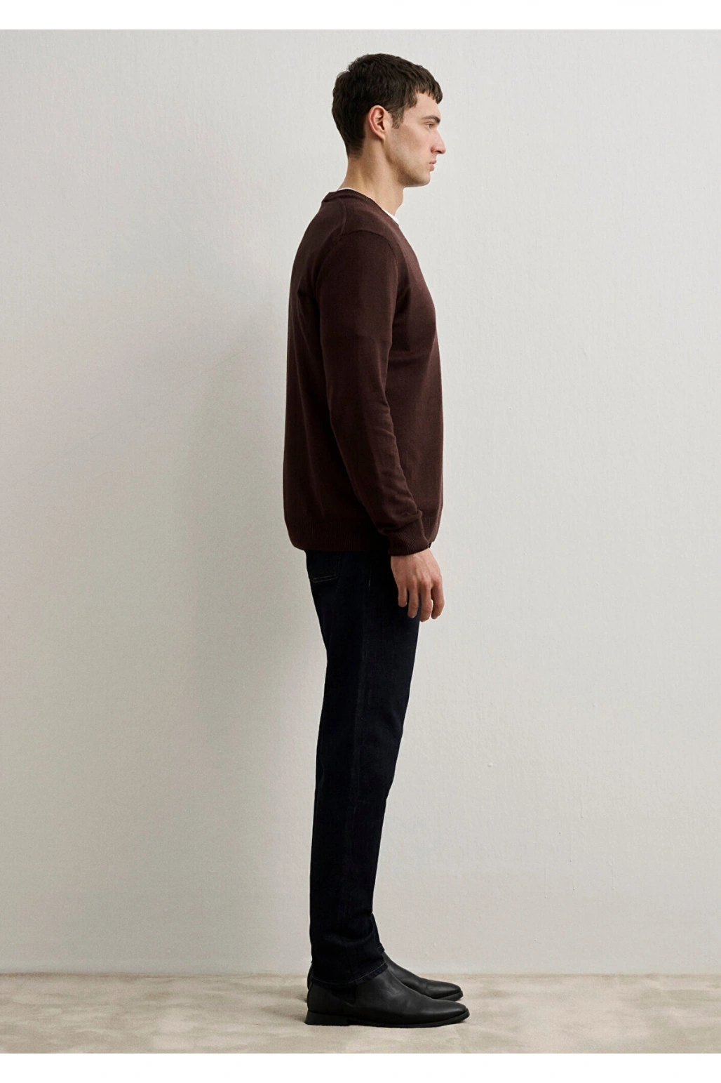 Mavi Kaşmir Karışımlı Kahverengi Kazak Slim Fit / Dar Kesim