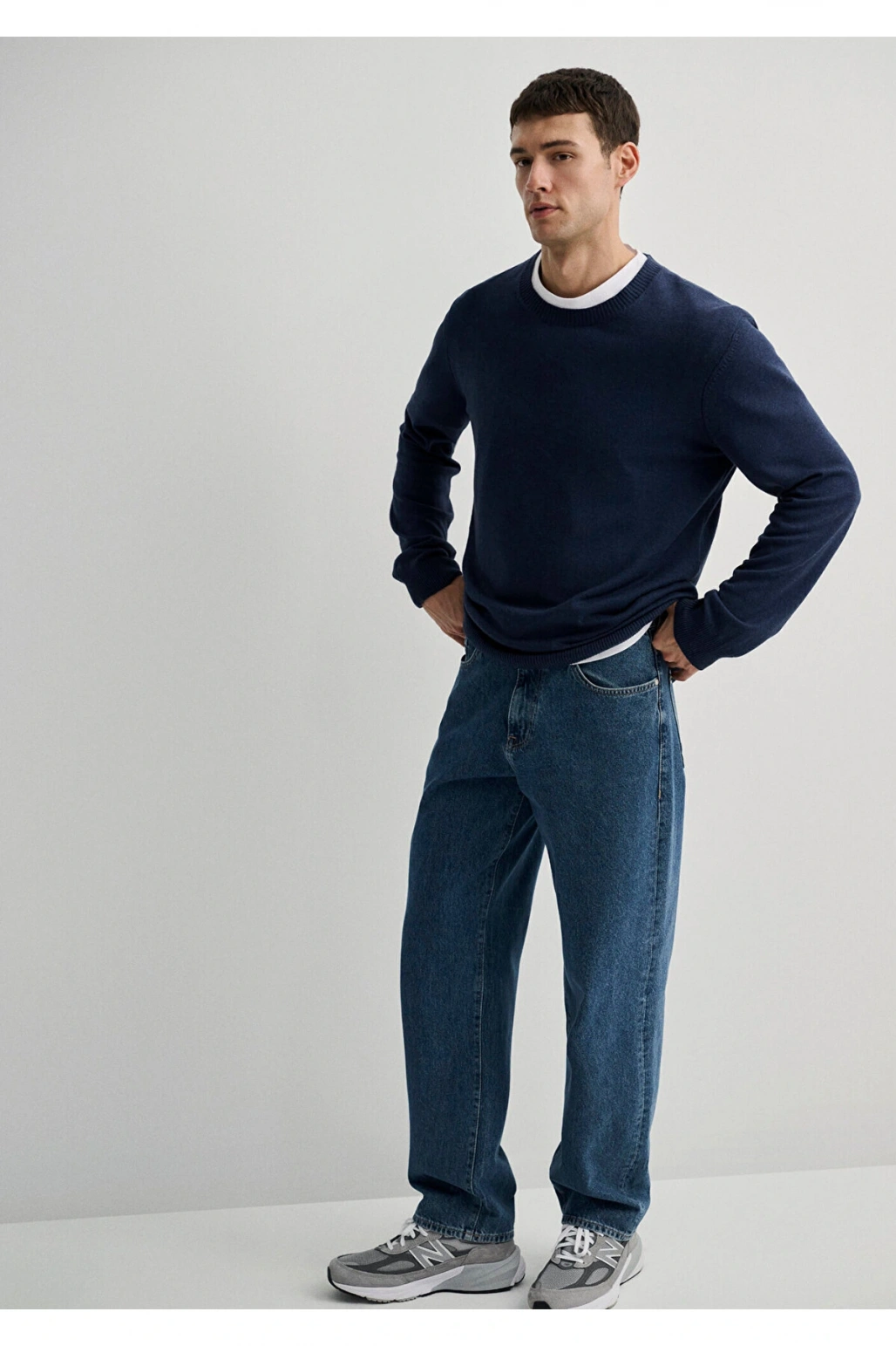 Mavi Kaşmir Karışımlı Lacivert Kazak Slim Fit / Dar Kesim