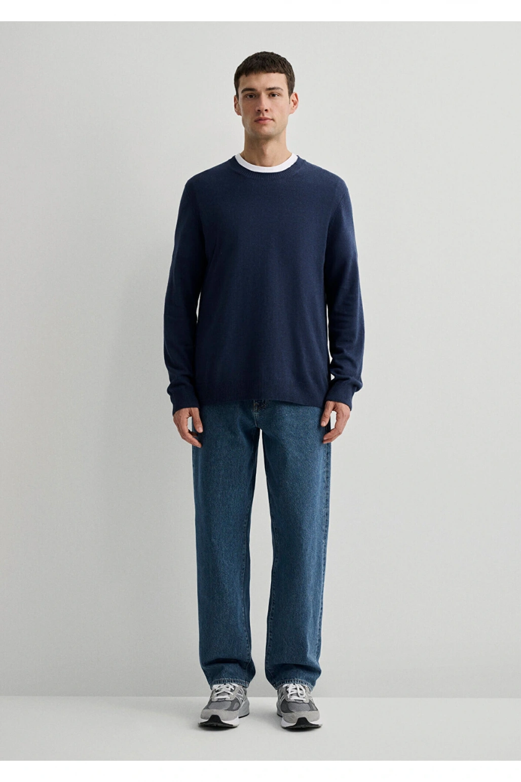 Mavi Kaşmir Karışımlı Lacivert Kazak Slim Fit / Dar Kesim