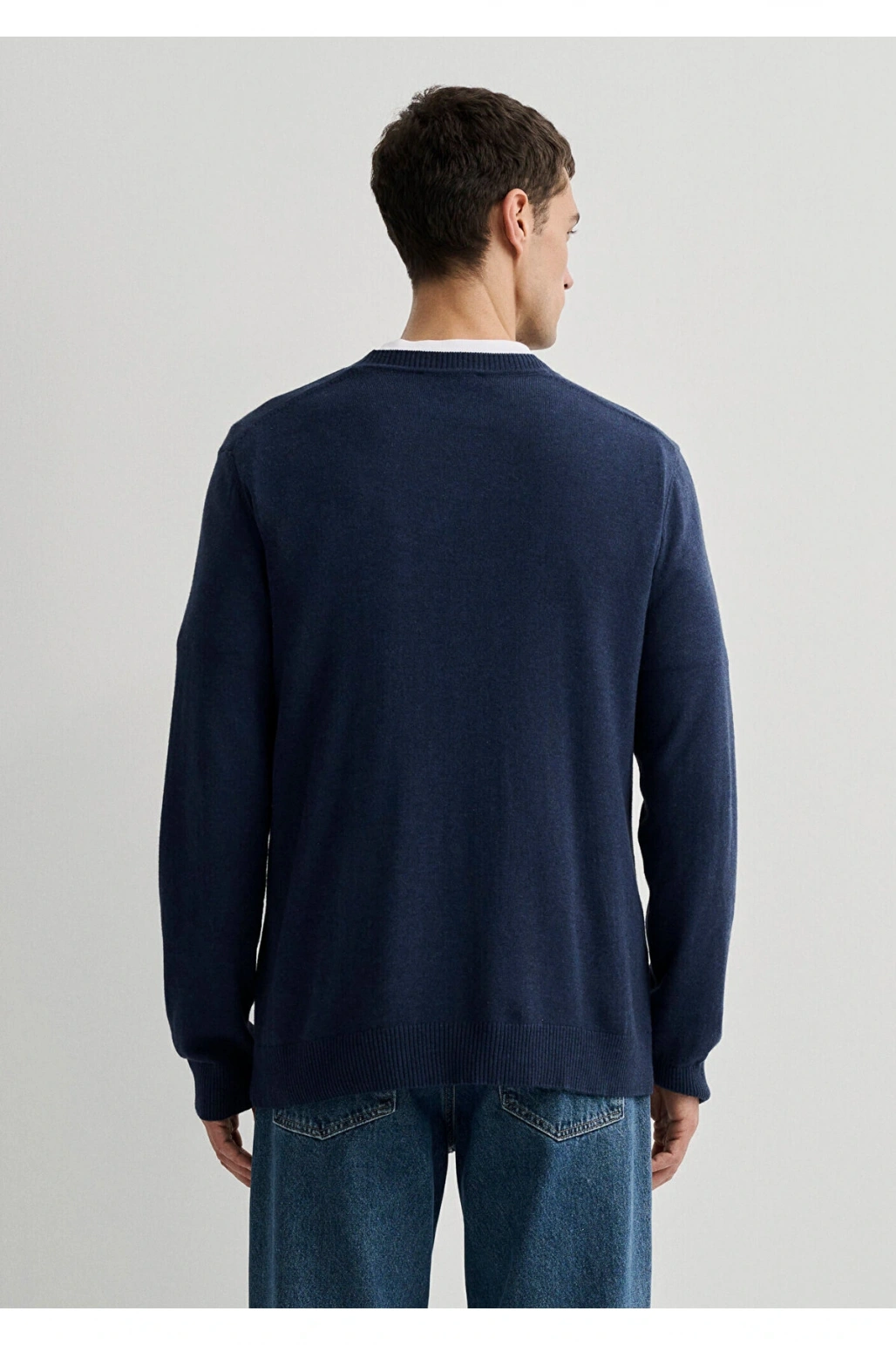 Mavi Kaşmir Karışımlı Lacivert Kazak Slim Fit / Dar Kesim