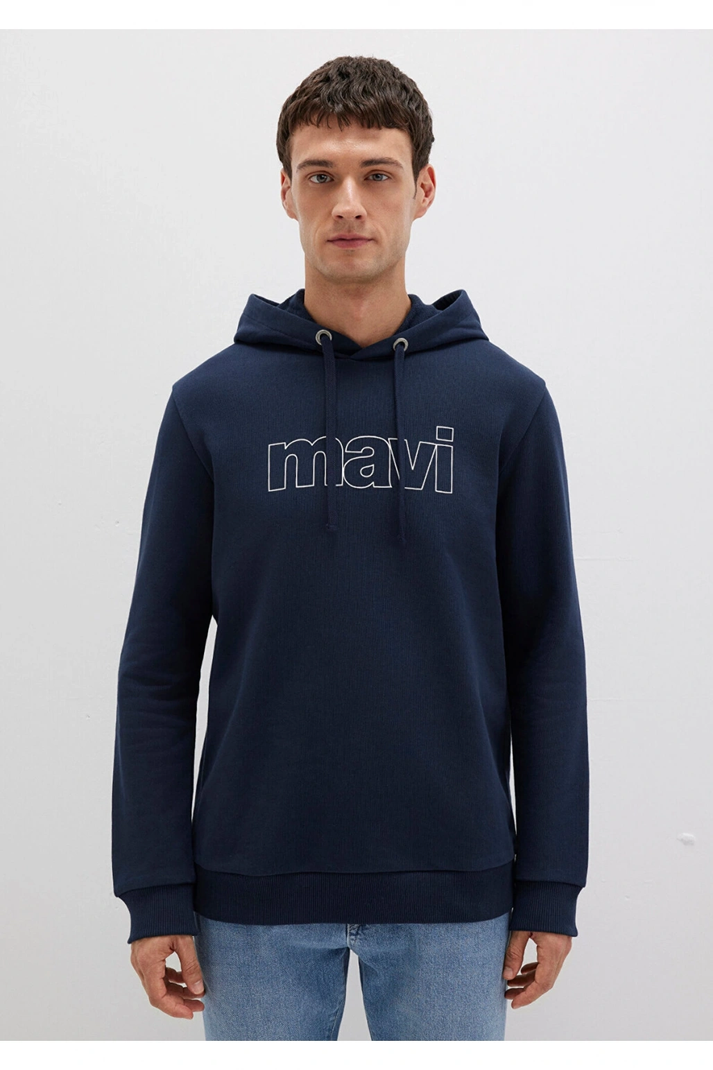 Mavi Logo Baskılı Kapüşonlu Lacivert Sweatshirt