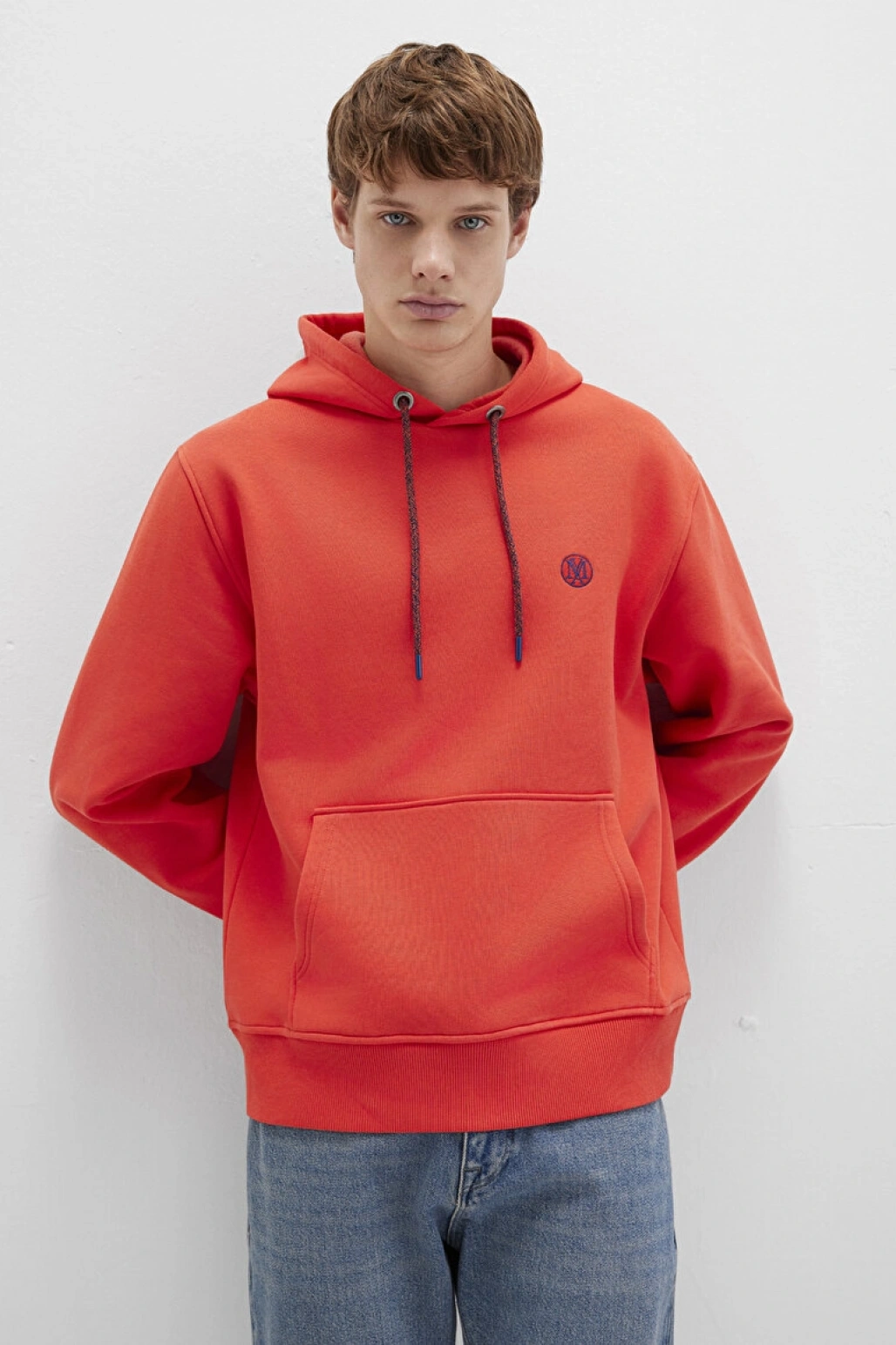 Mavi Logo Nakışlı Kapüşonlu Turuncu Sweatshirt