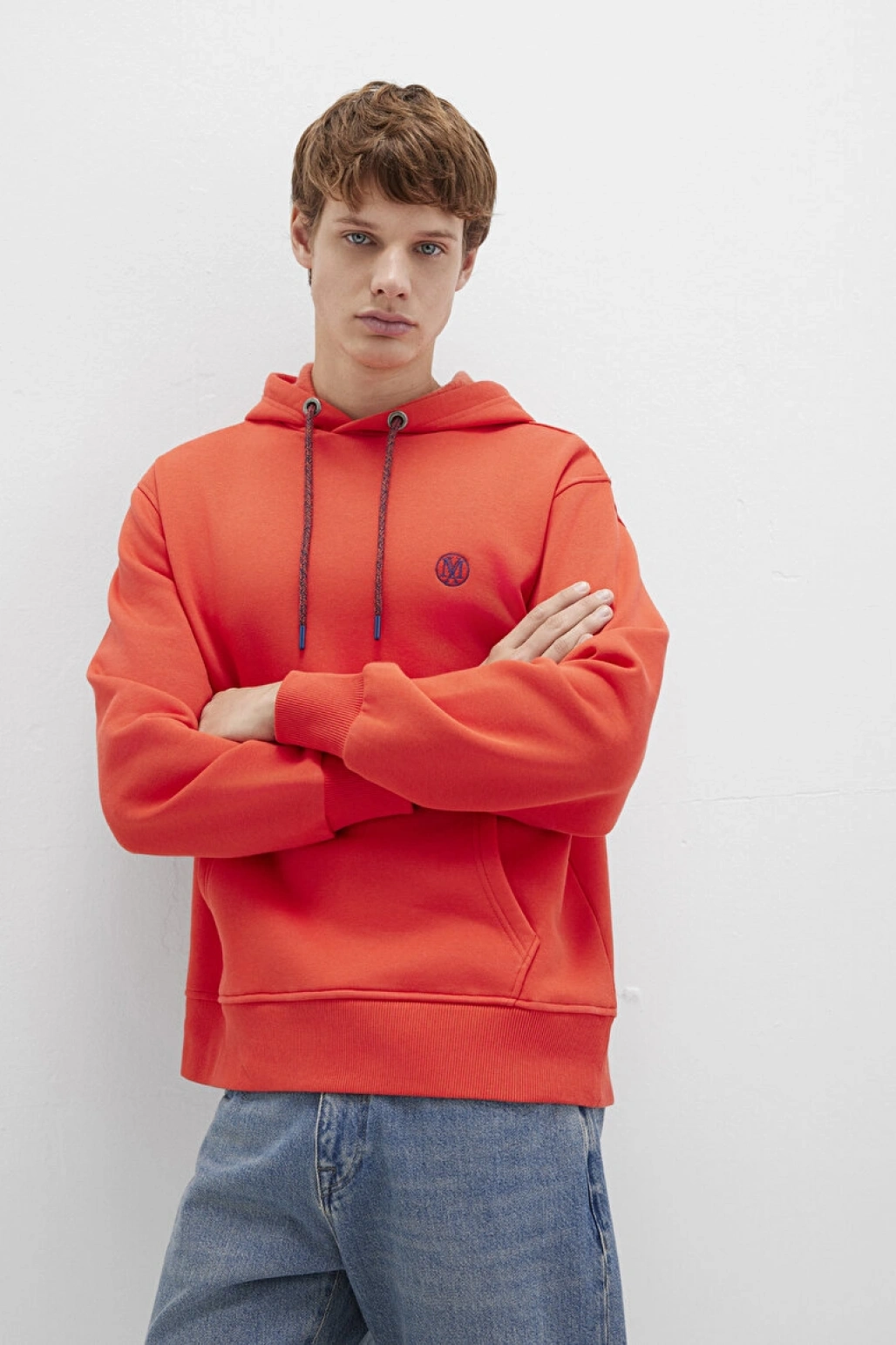 Mavi Logo Nakışlı Kapüşonlu Turuncu Sweatshirt