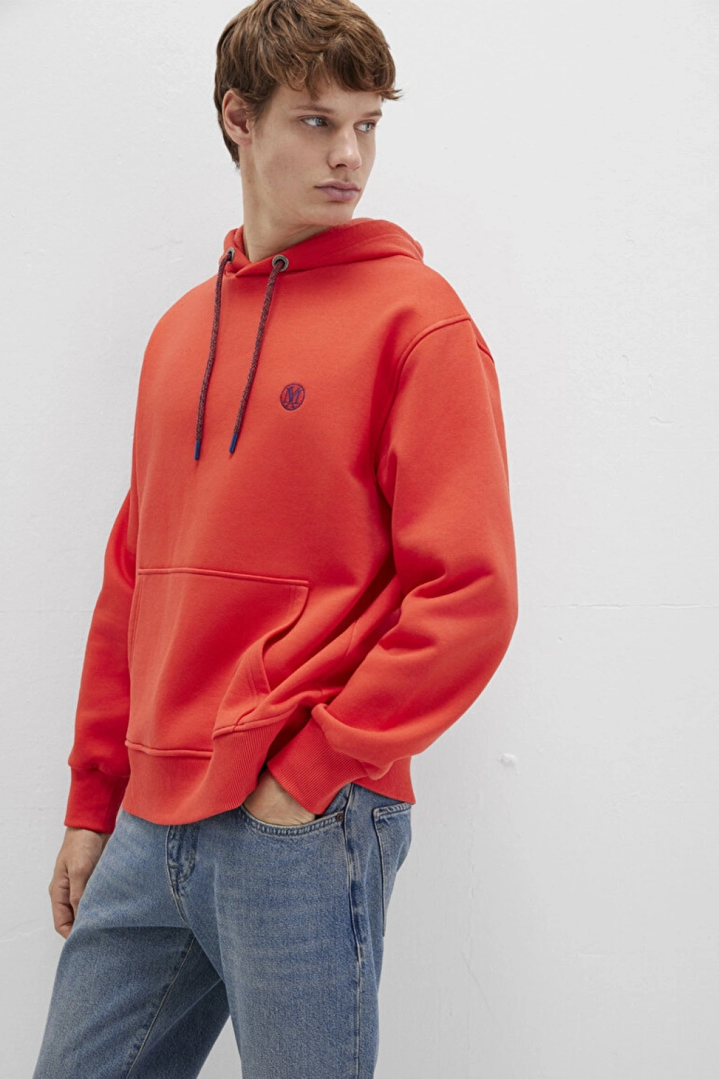 Mavi Logo Nakışlı Kapüşonlu Turuncu Sweatshirt