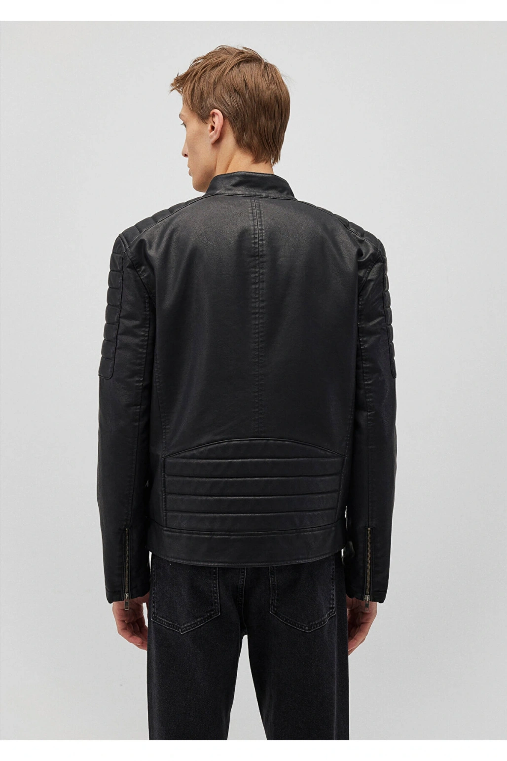 Mavi Siyah Suni Deri Ceket Slim Fit / Dar Kesim