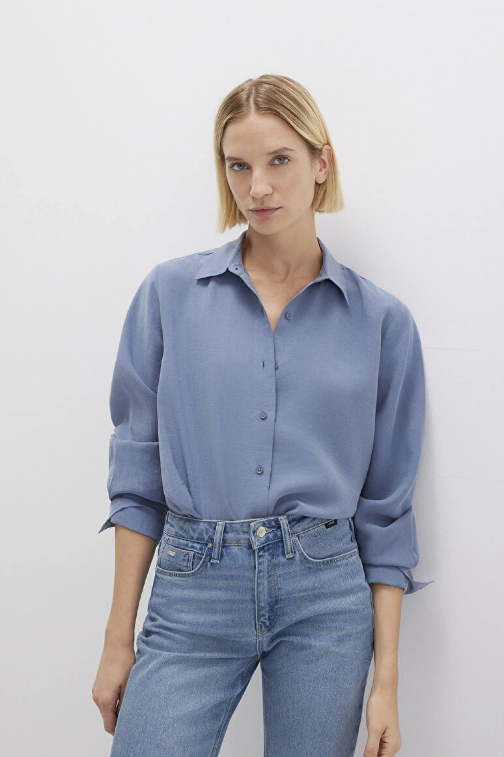 Mavi (TENCEL™) Liyosel Gömlek