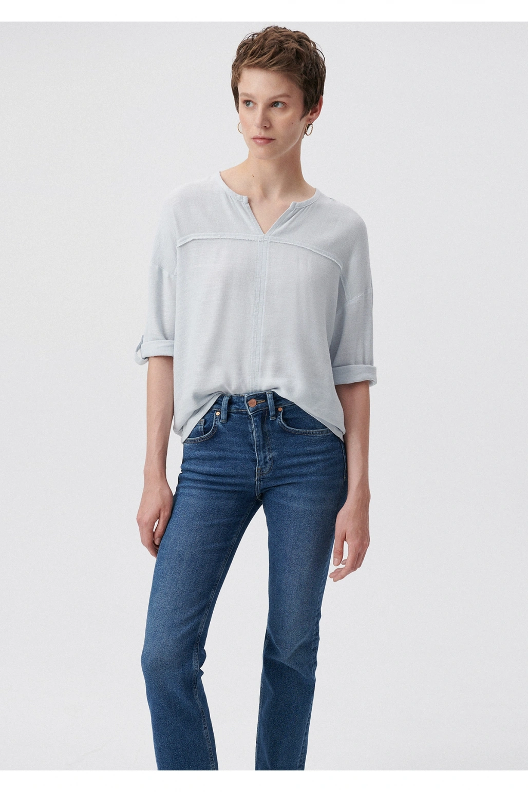 Mavi Uzun Kollu Bluz