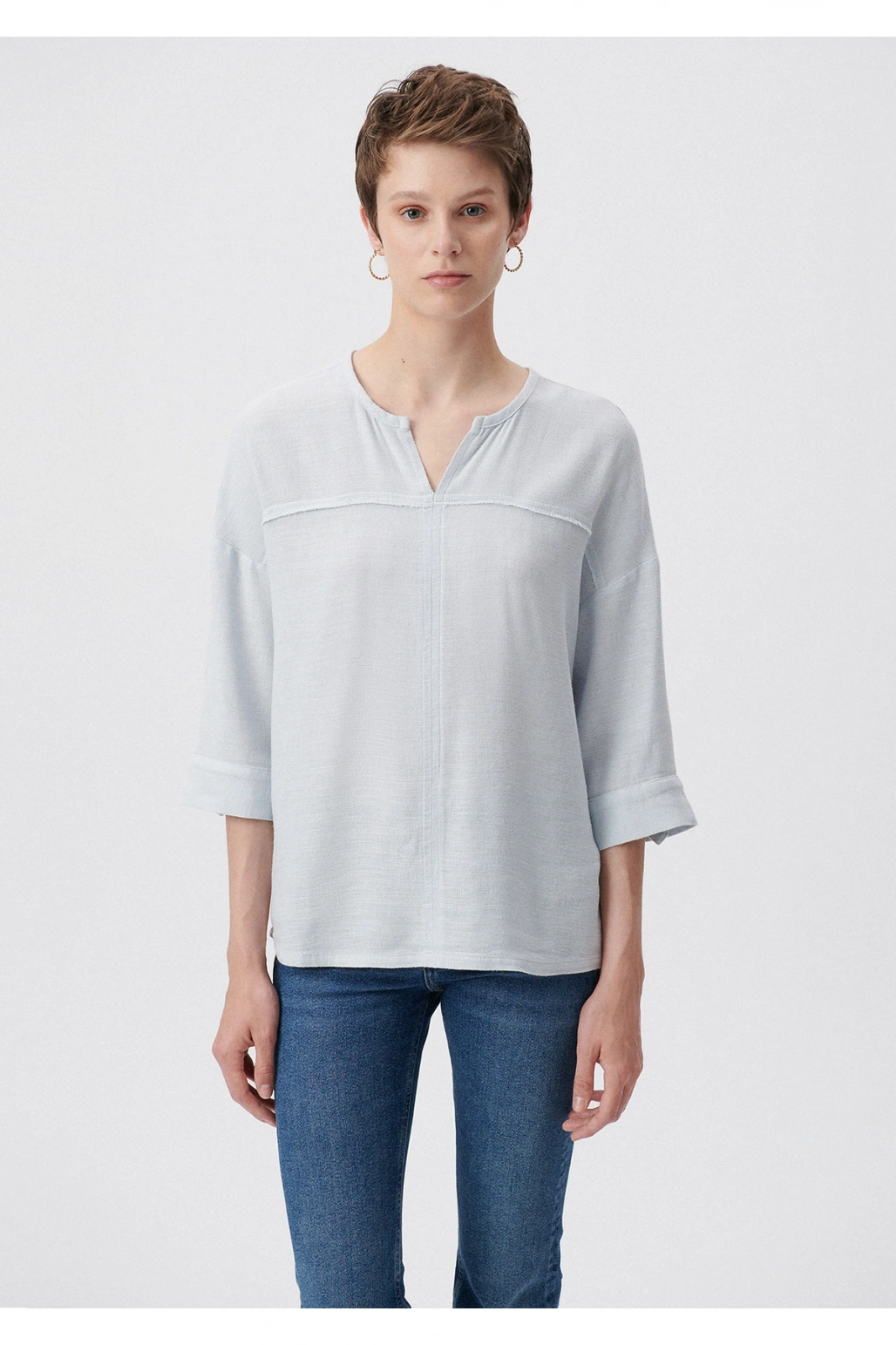 Mavi Uzun Kollu Bluz