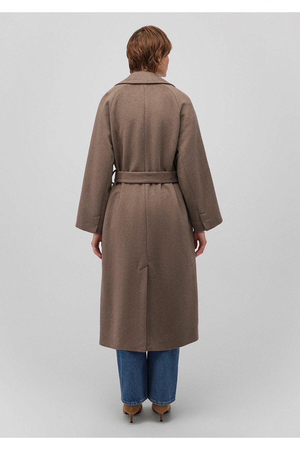 Mavi Yün Karışımlı Kahverengi Kaban Regular Fit / Normal Kesim