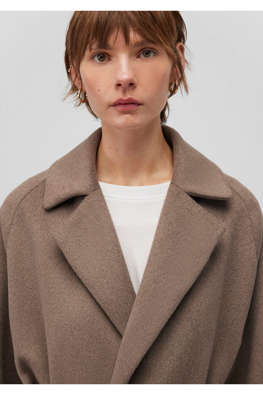 Mavi Yün Karışımlı Kahverengi Kaban Regular Fit / Normal Kesim