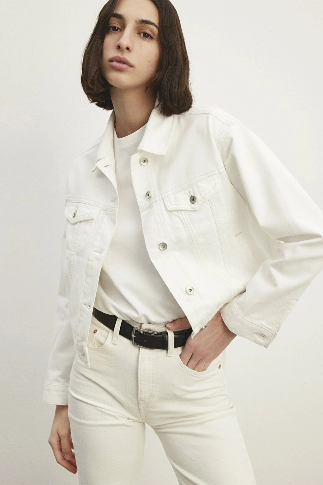 Megi Mavi Premium Kırık Beyaz Jean Ceket
