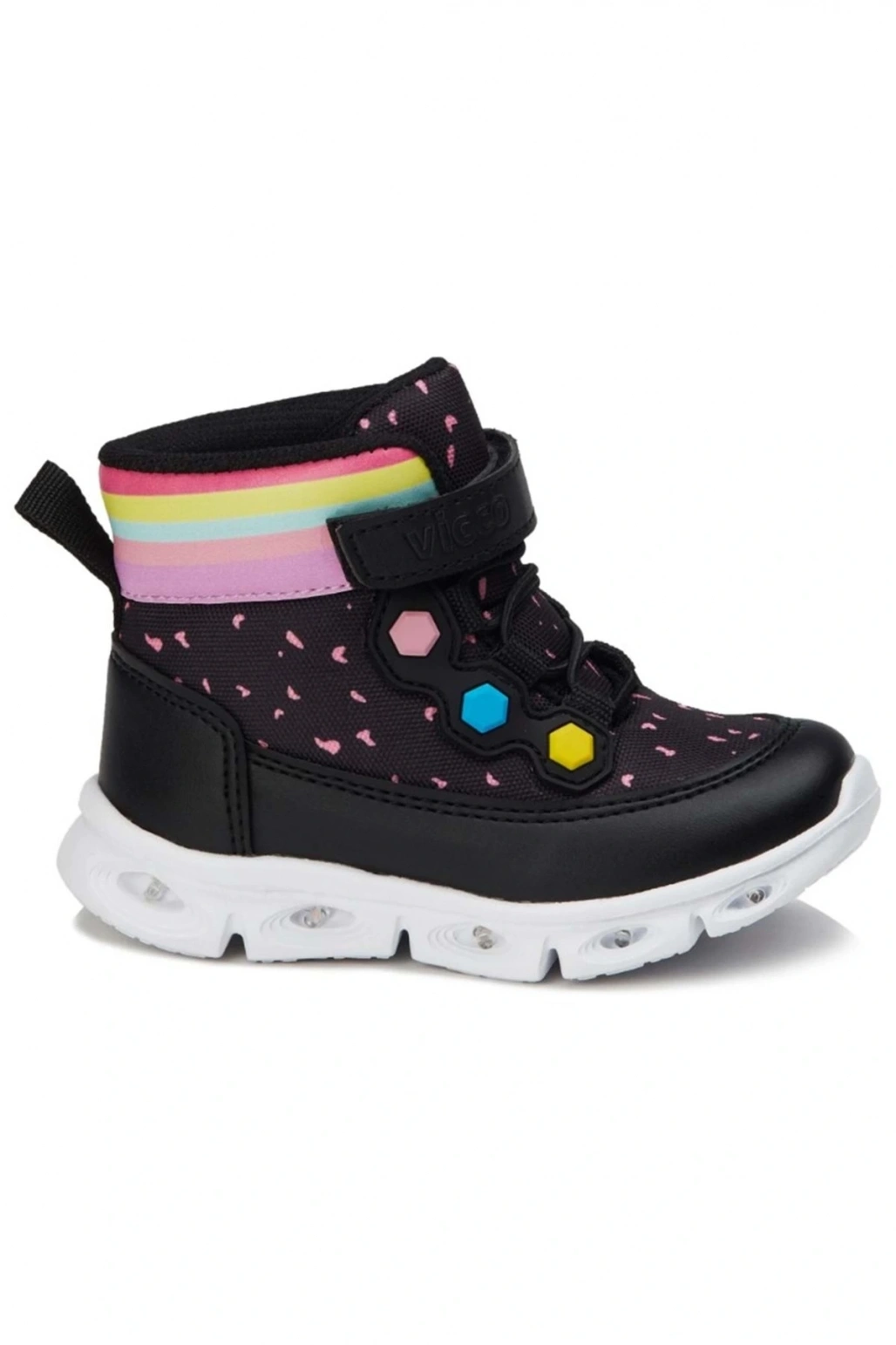 Mizu Işıklı Phylon Taban Ortopedik Çocuk Boğazlı Spor Ayakkabı SİYAH-PEMBE