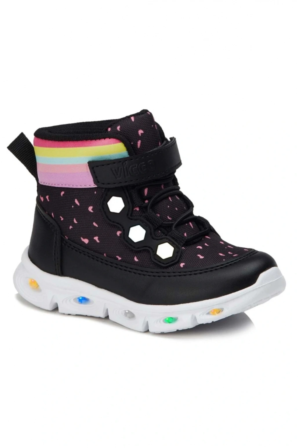 Mizu Işıklı Phylon Taban Ortopedik Çocuk Boğazlı Spor Ayakkabı SİYAH-PEMBE