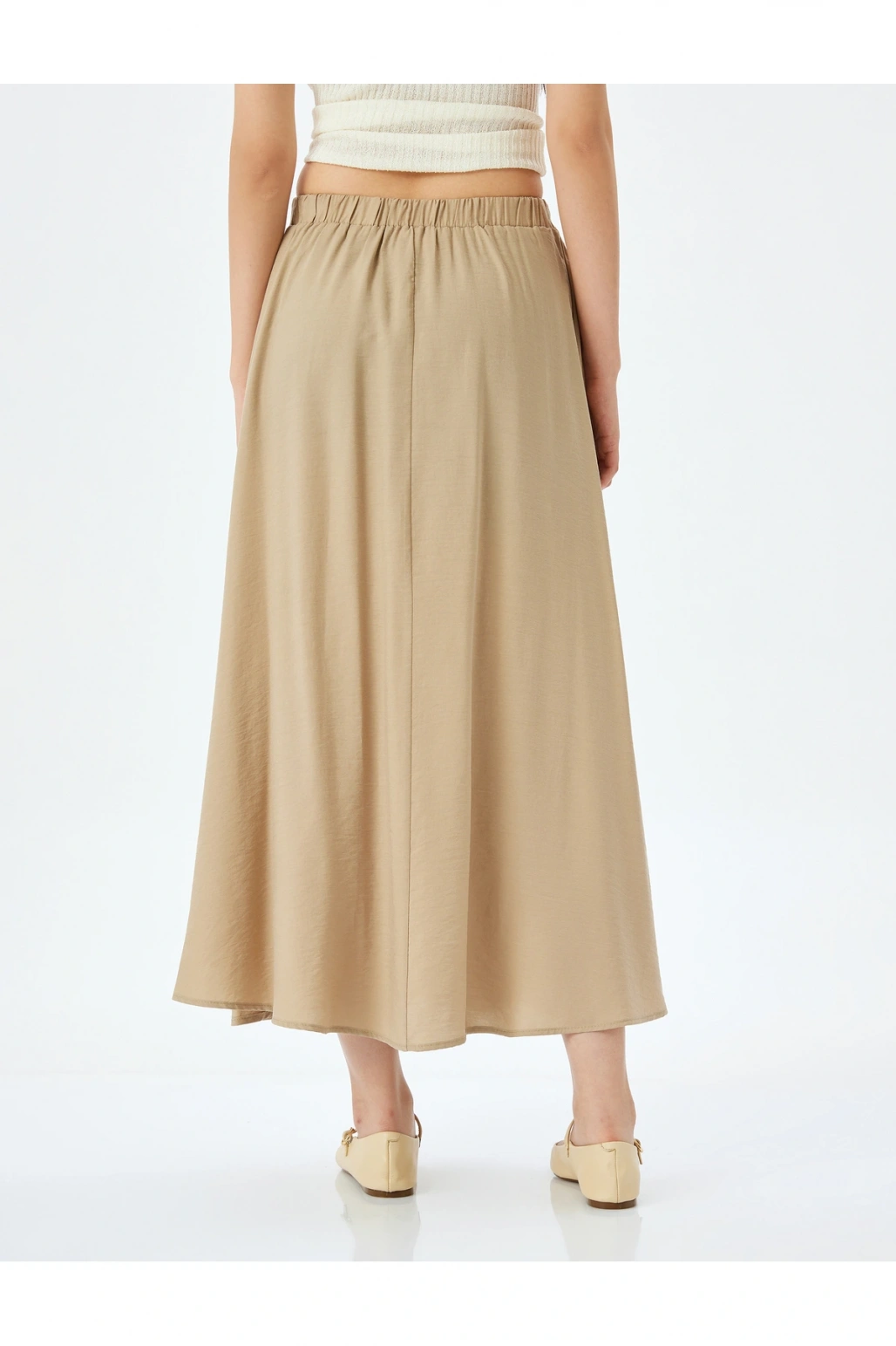 Modal Kumaş Beli Lastikli Uzun Kloş Etek