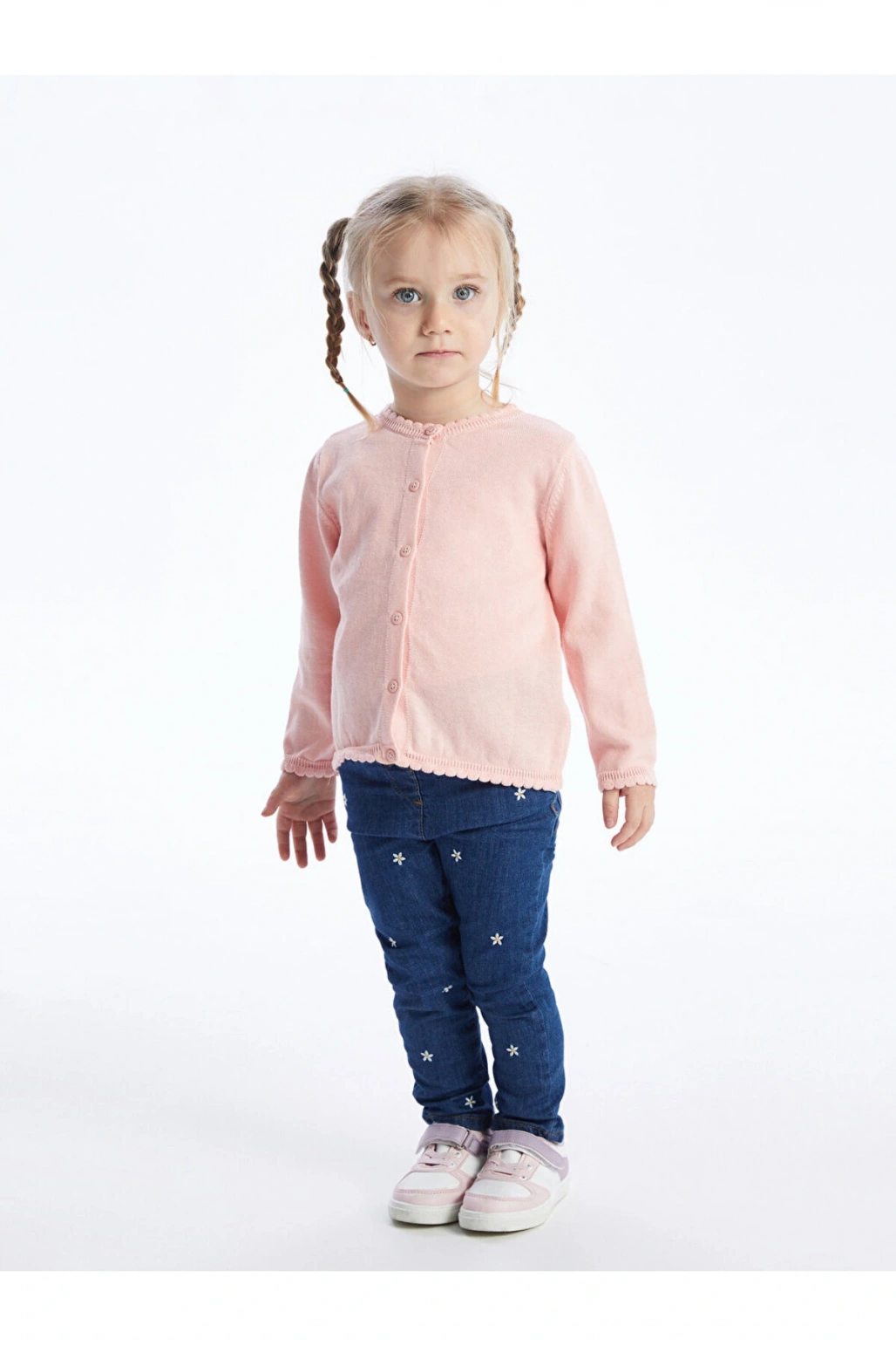 Nakış Detaylı Kız Bebek Jean Pantolon