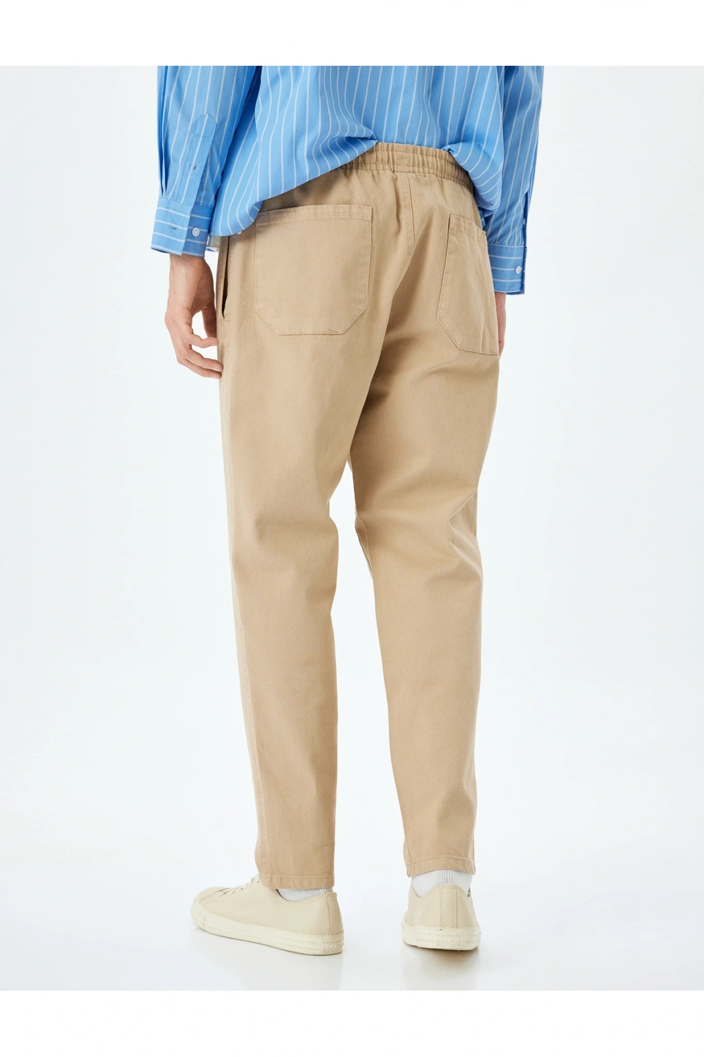 Normal Bel Straight Fit Pamuklu Beli Bağcıklı Pantolon