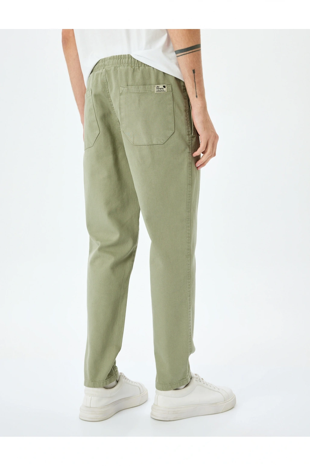 Normal Bel Straight Fit Pamuklu Beli Bağcıklı Pantolon