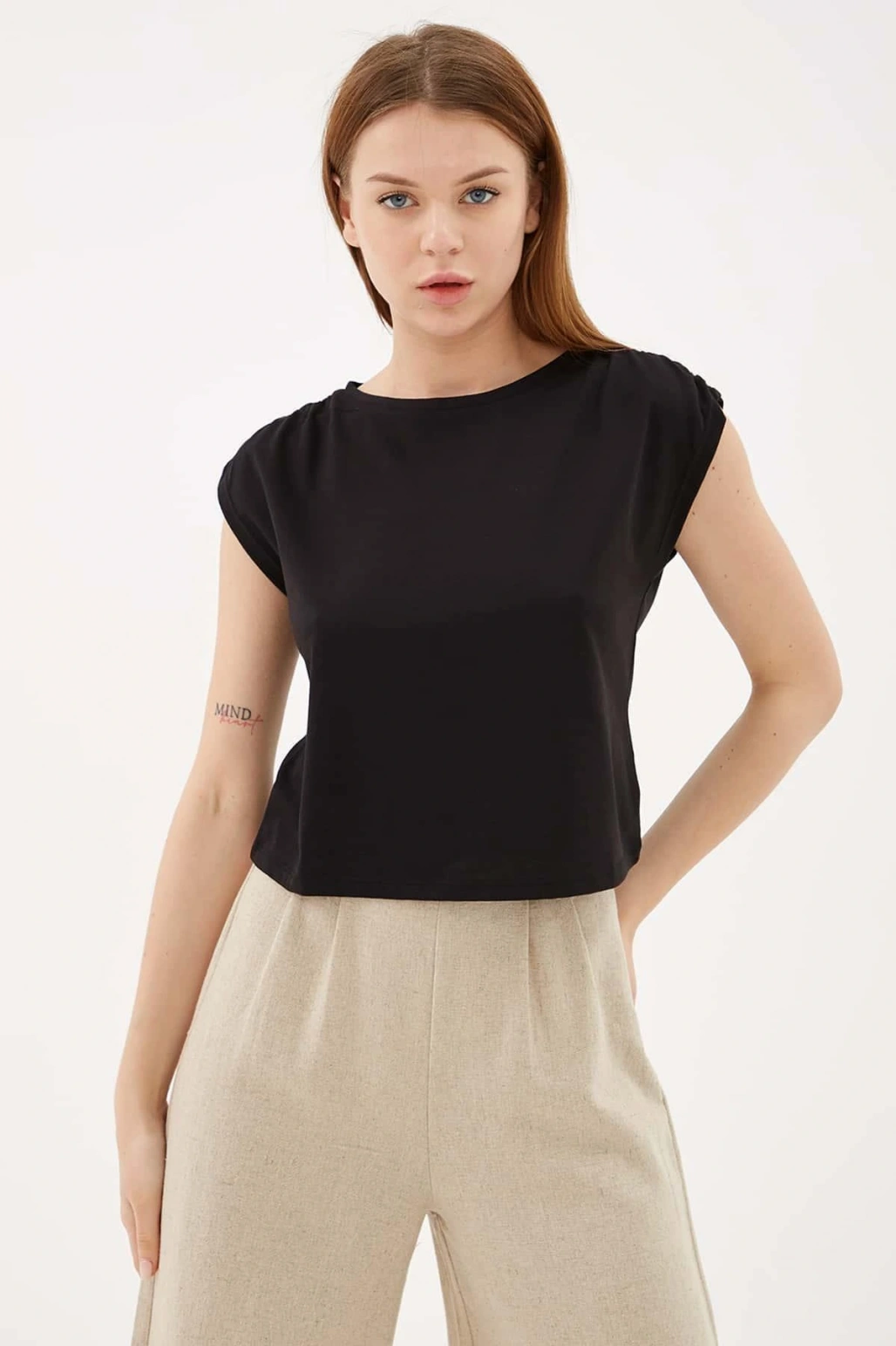 Omuz Büzgülü Bluz Siyah / Black