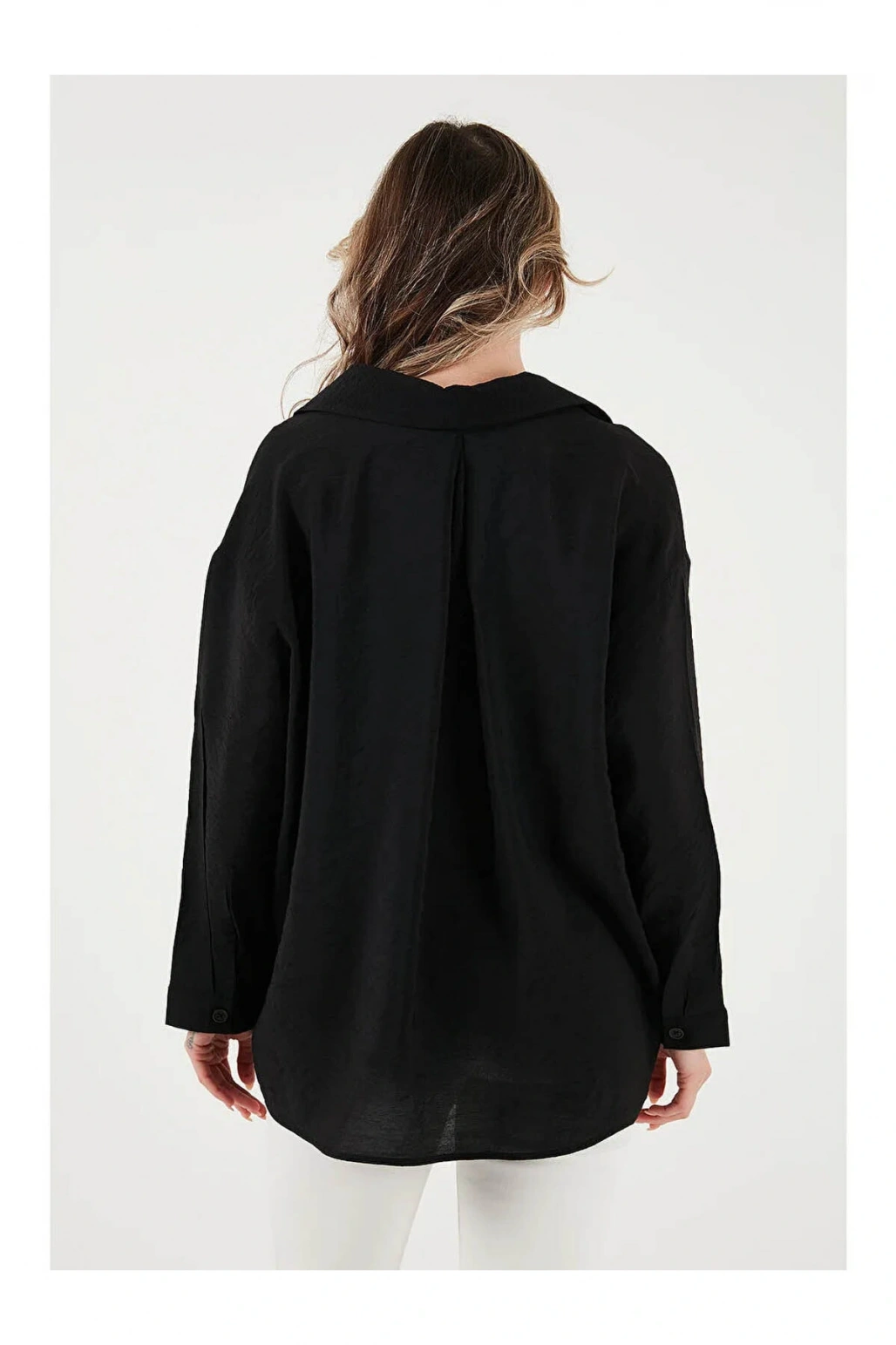 Oversize Cep Detaylı Uzun Kollu Gömlek GÖMLEK 25Y0571K1