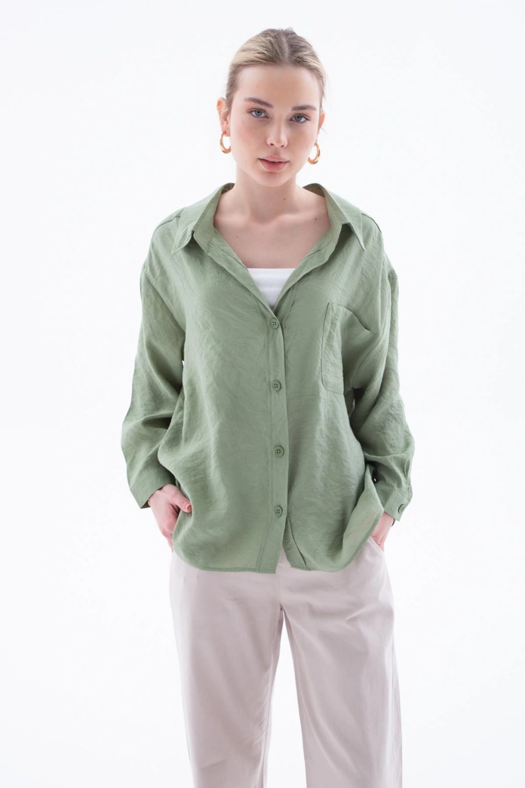 Oversize Gömlek Haki