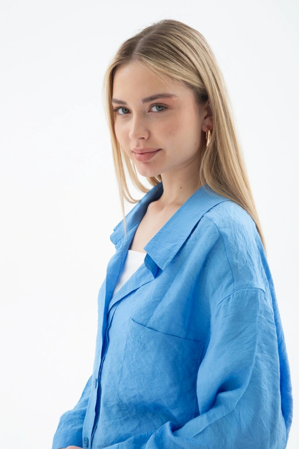 Oversize Gömlek Mavi