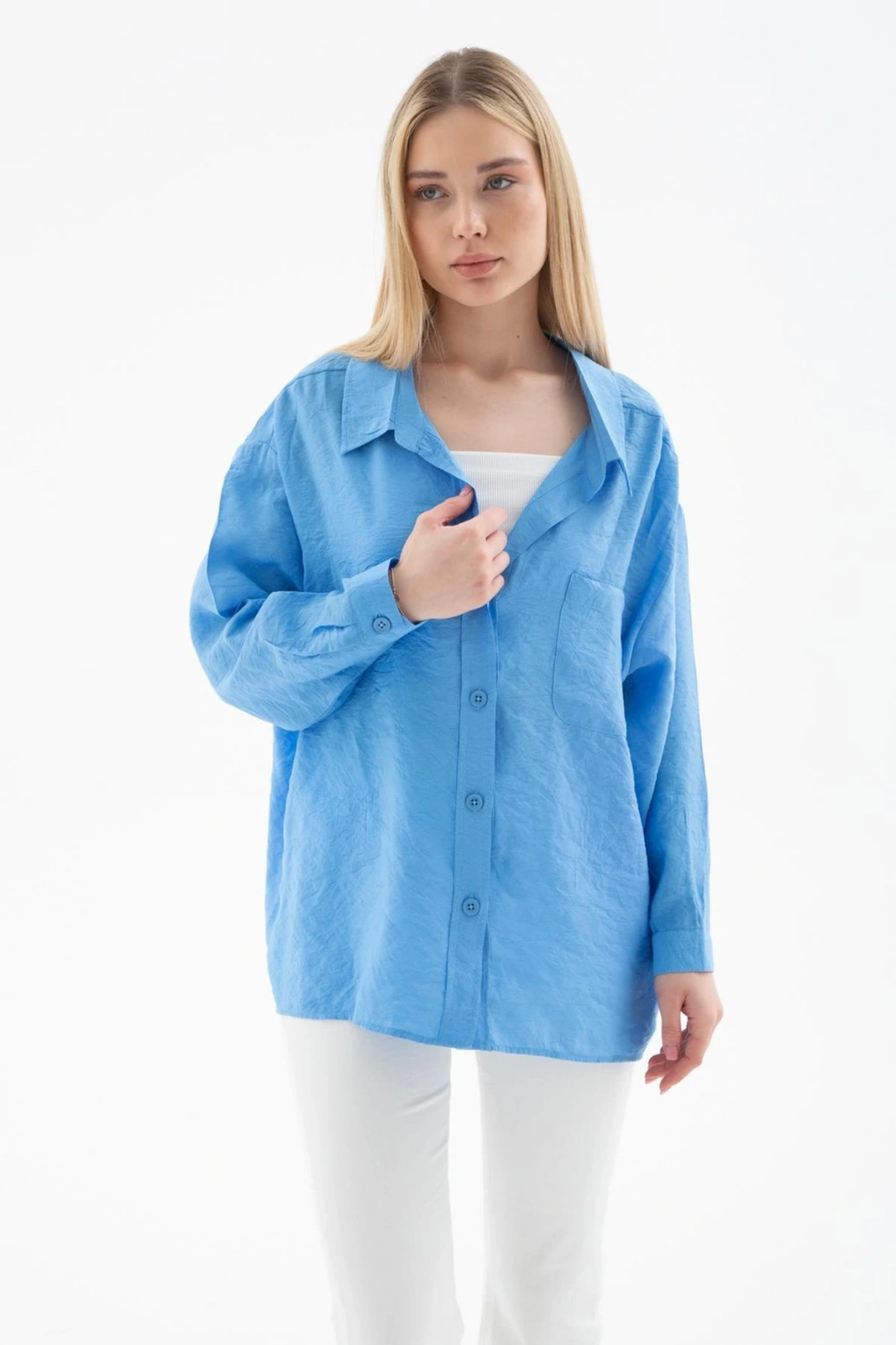 Oversize Gömlek Mavi