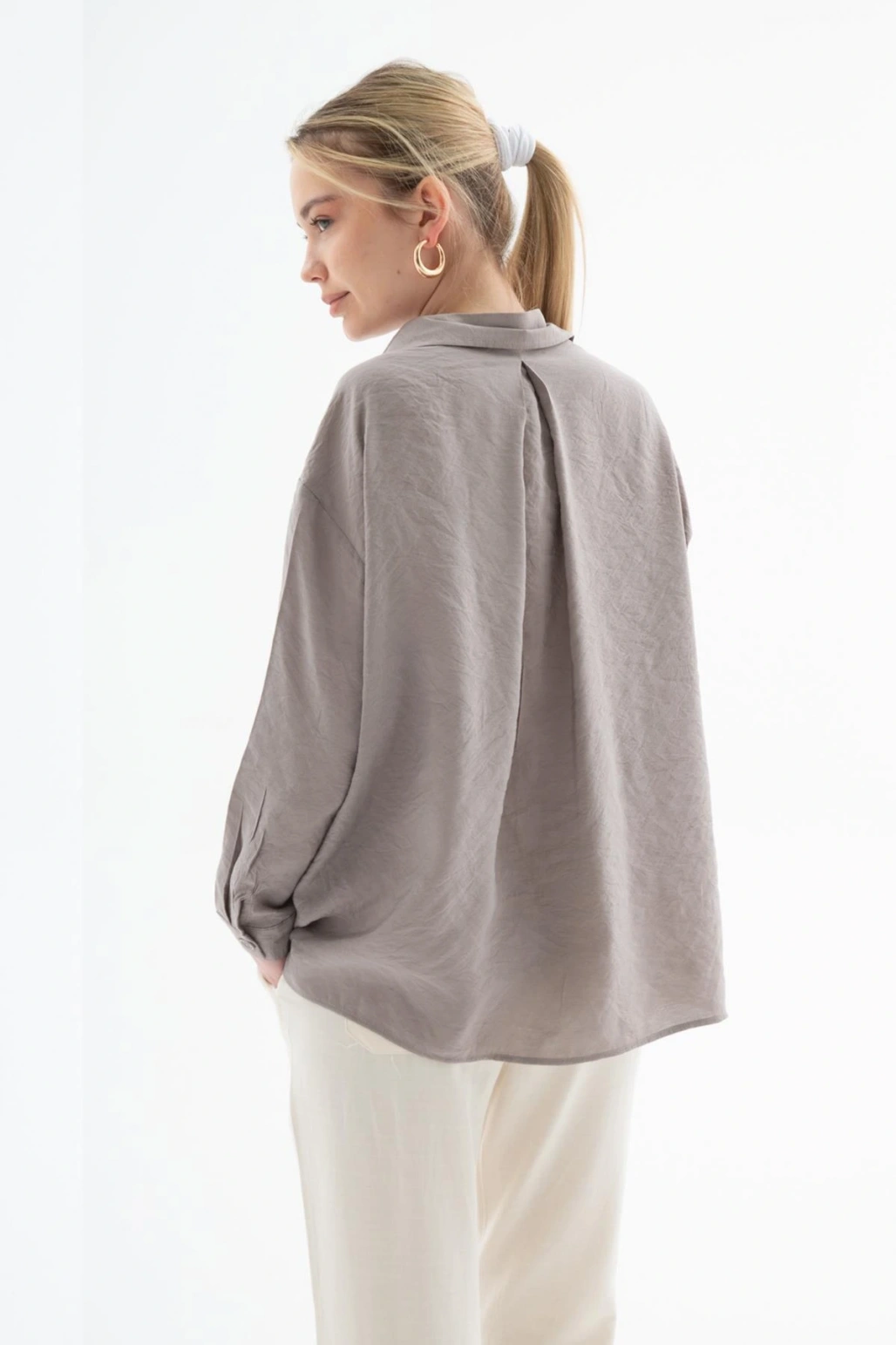 Oversize Gömlek Vizon