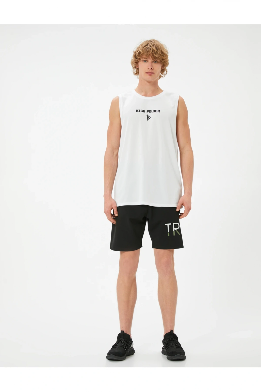 Oversize Spor Şort Slogan Baskılı Beli Bağcıklı Cepli Çelikli İnterlok Kumaş