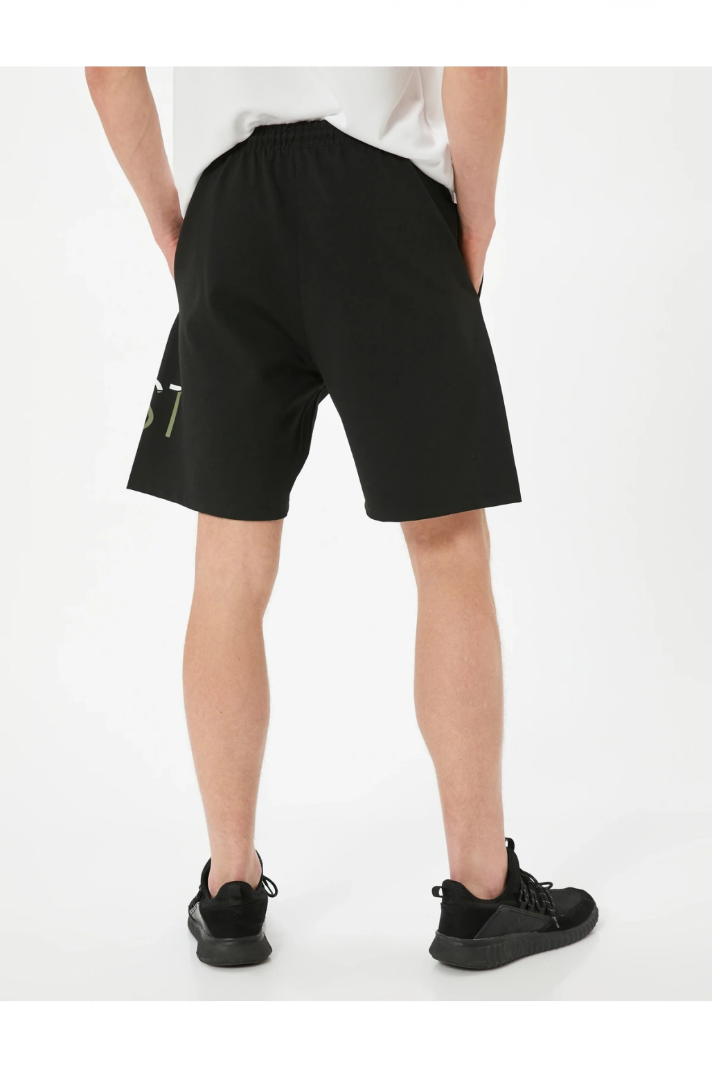 Oversize Spor Şort Slogan Baskılı Beli Bağcıklı Cepli Çelikli İnterlok Kumaş