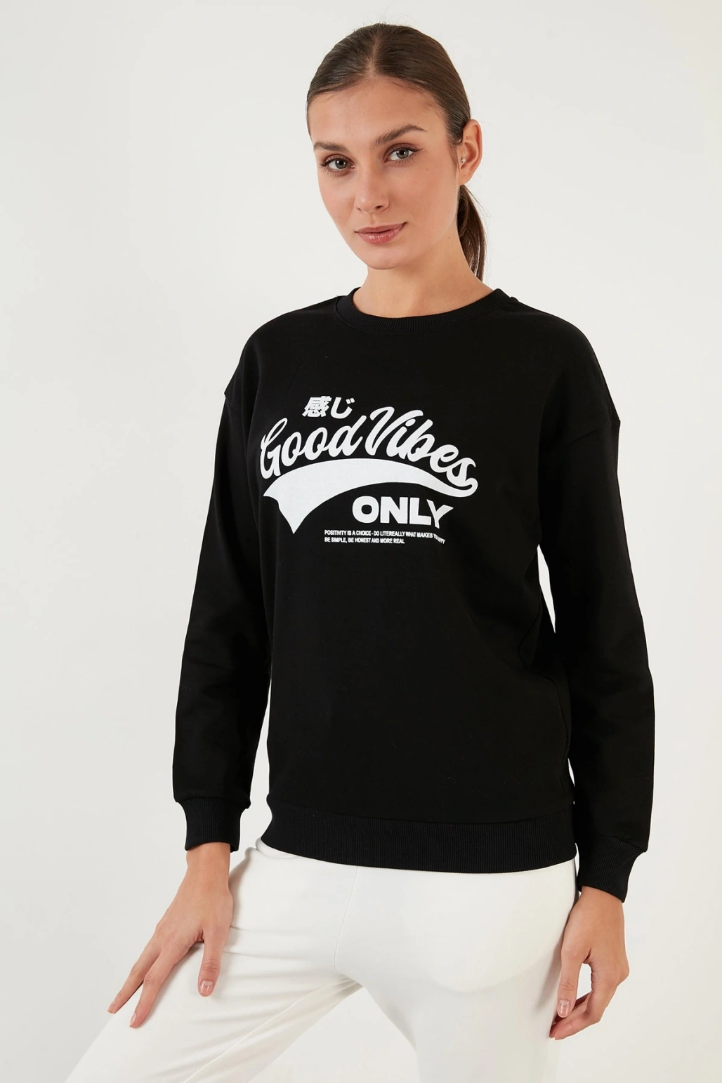 Pamuklu Baskılı Bisiklet Yaka Sweat 22k0840k1