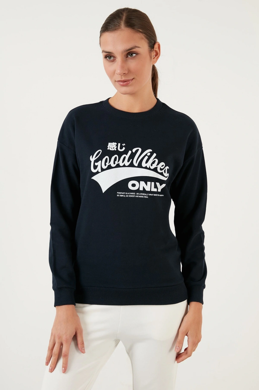 Pamuklu Baskılı Bisiklet Yaka Sweatshirt 22k0840k1