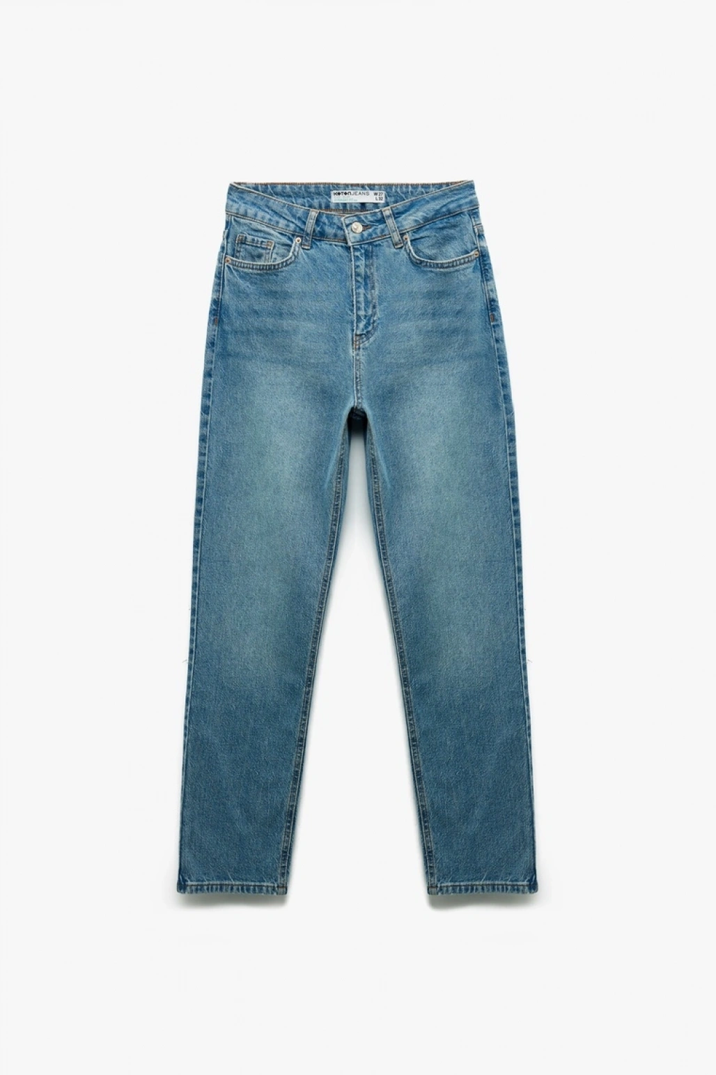 Pamuklu Düz Paça Cepli Düğmeli Jean Pantolon - Straight Jeans