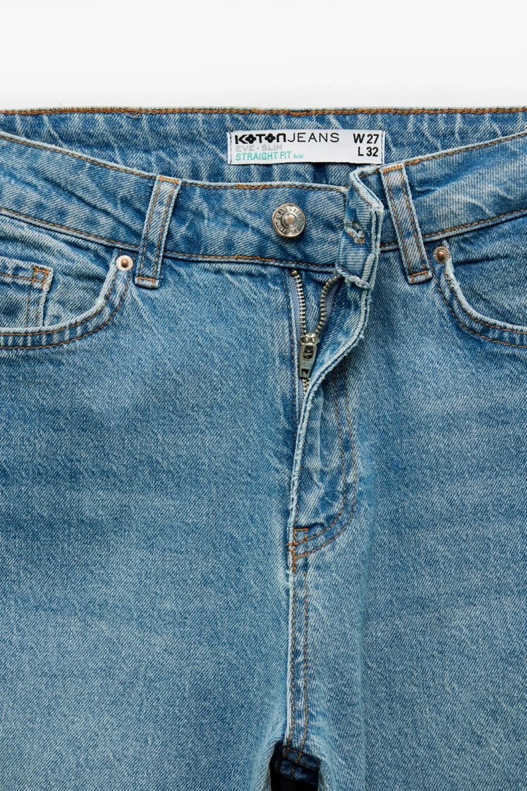 Pamuklu Düz Paça Cepli Düğmeli Jean Pantolon - Straight Jeans