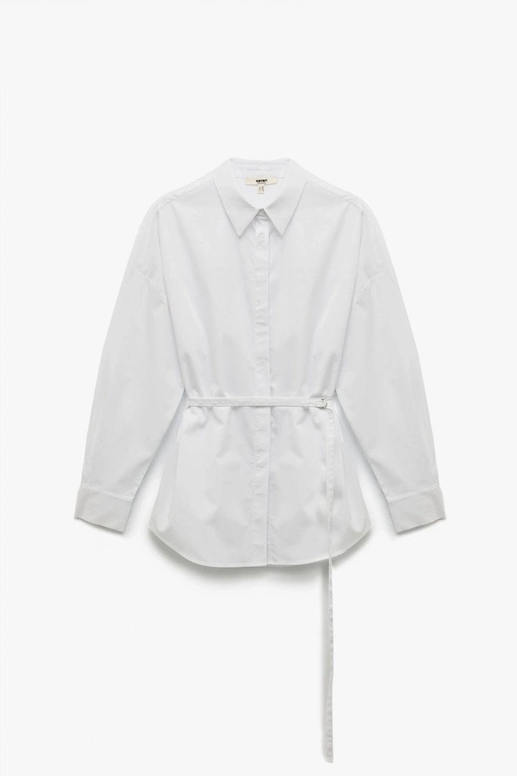 Pamuklu Klasik Yaka Kemer Detaylı Uzun Kollu Gömlek