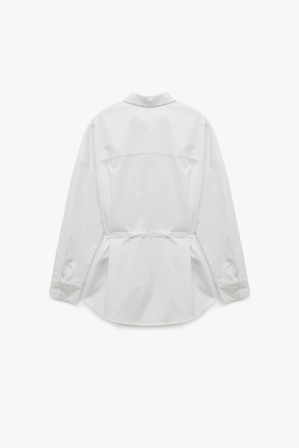 Pamuklu Klasik Yaka Kemer Detaylı Uzun Kollu Gömlek