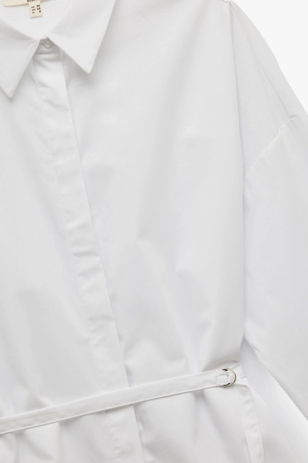 Pamuklu Klasik Yaka Kemer Detaylı Uzun Kollu Gömlek