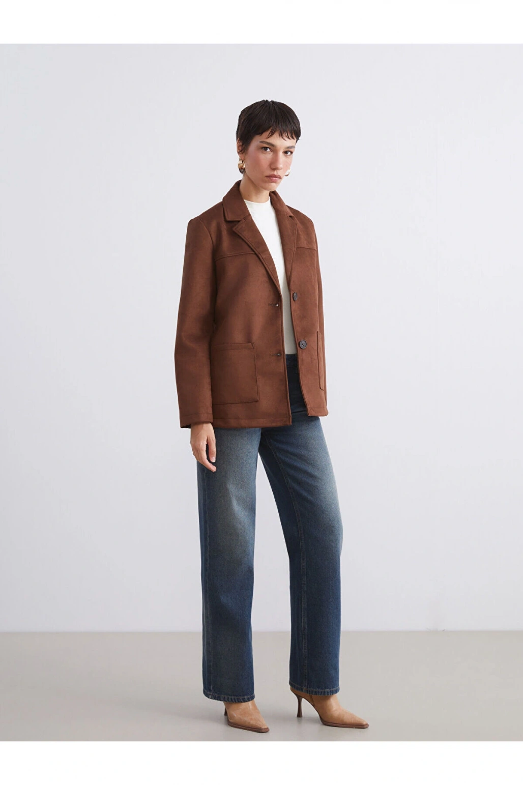 Peak Yeni Sezon Süet Görünümlü Kadın Blazer Ceket