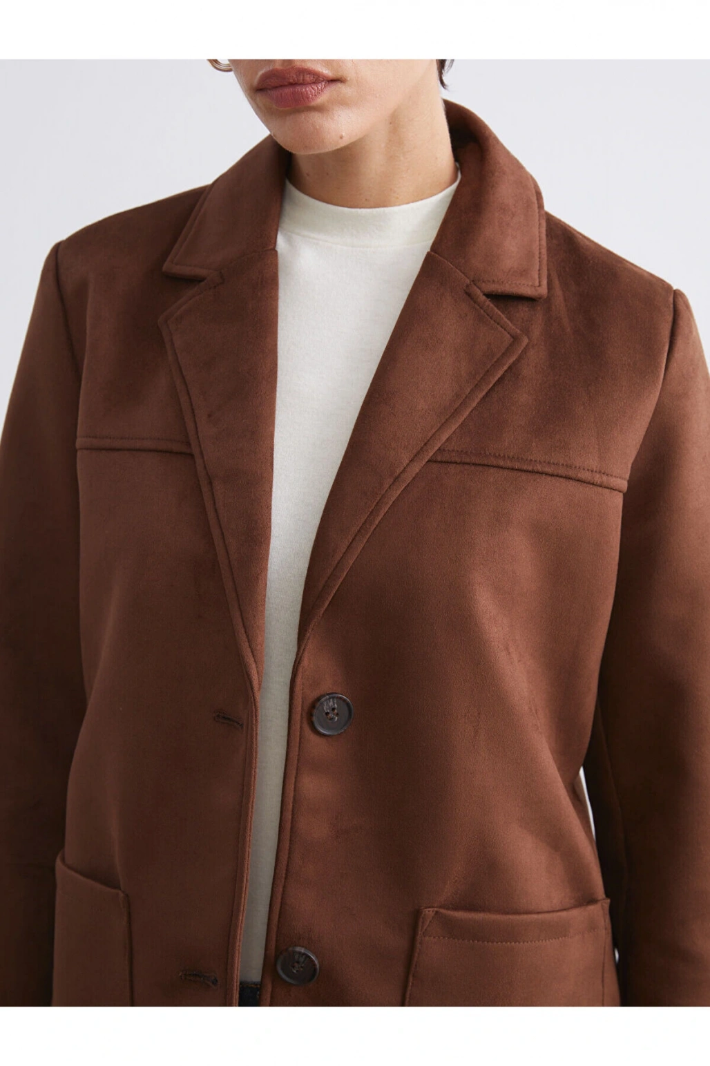 Peak Yeni Sezon Süet Görünümlü Kadın Blazer Ceket