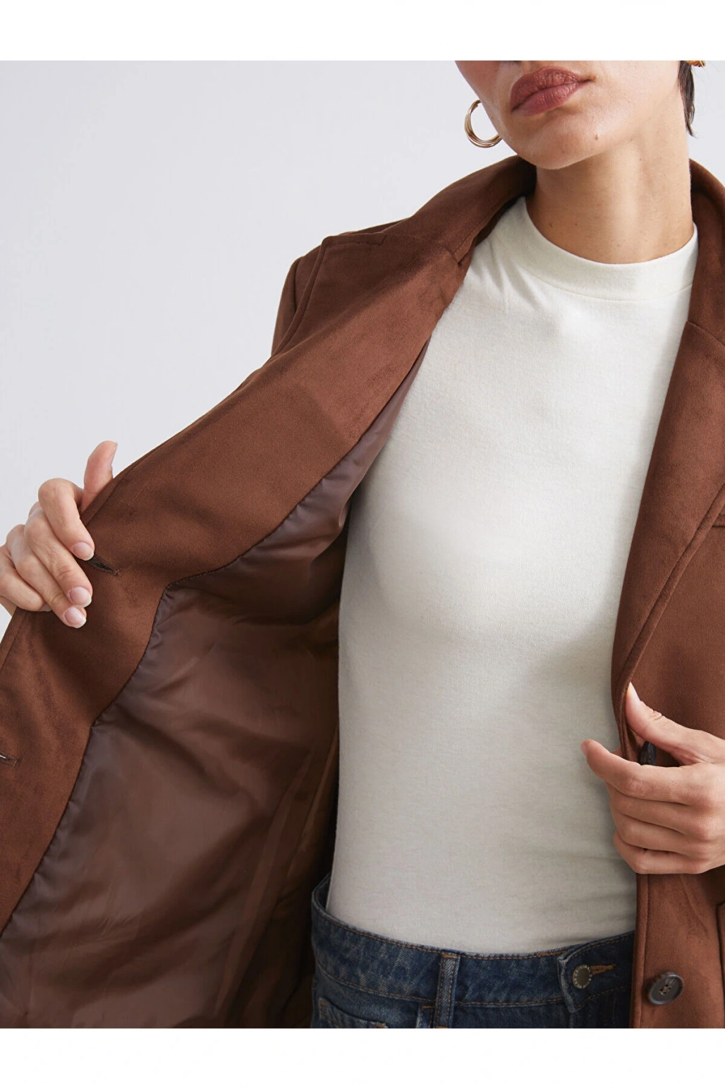 Peak Yeni Sezon Süet Görünümlü Kadın Blazer Ceket