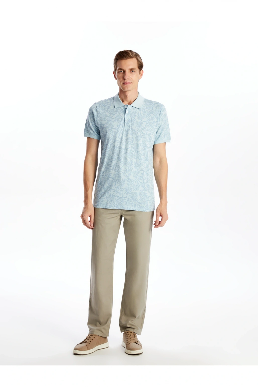 Polo Yaka Kısa Kollu Desenli Pike Erkek Tişört