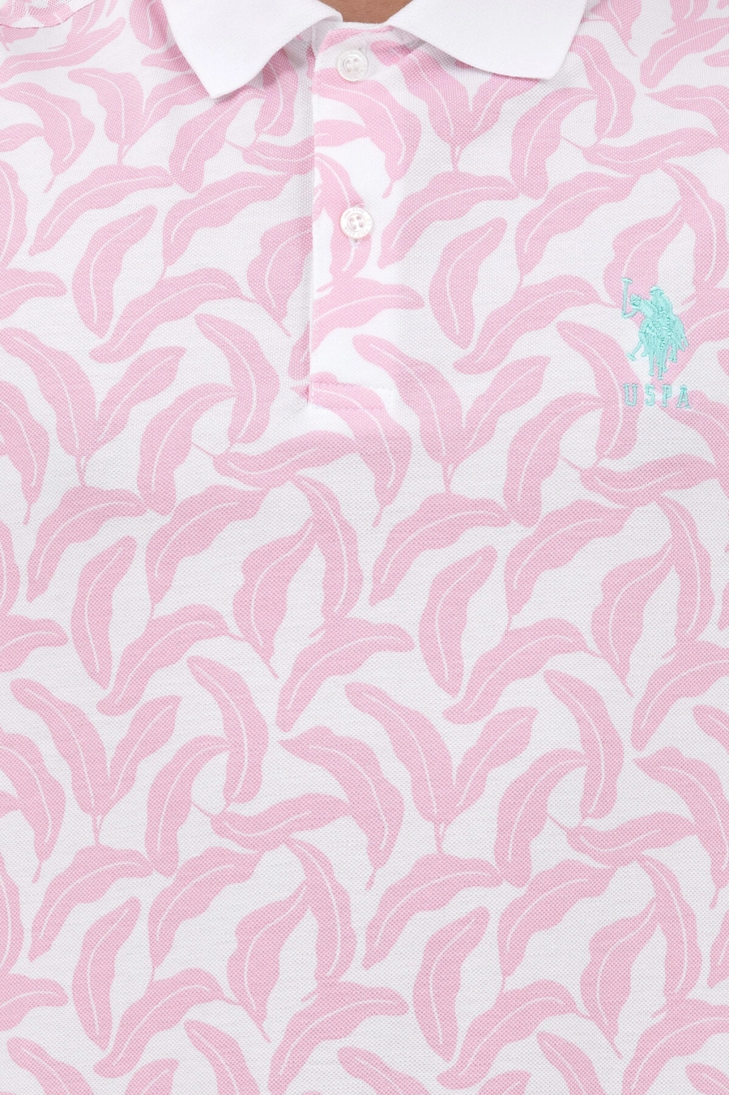 Polo Yaka Pembe-beyaz Erkek %100 Pamuk T-shirt 1573100